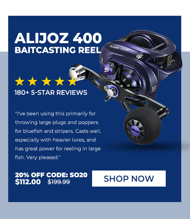 Alijoz 400 Saltwater Freshwater Baitcasting Reel With Bait Clicker