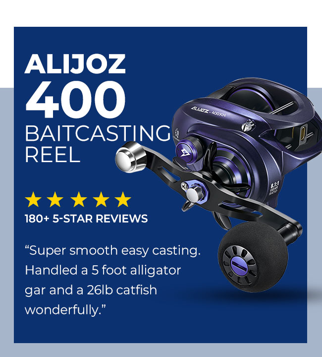 Alijoz 400 Saltwater Freshwater Baitcasting Reel With Bait Clicker