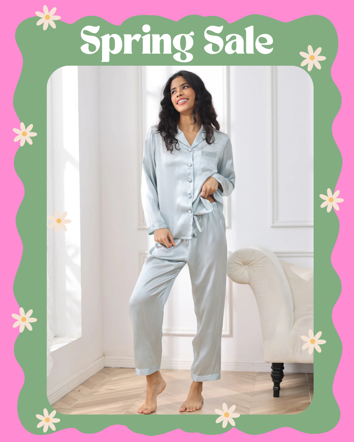 Image of Rent Silke Button Up Dam Pyjama